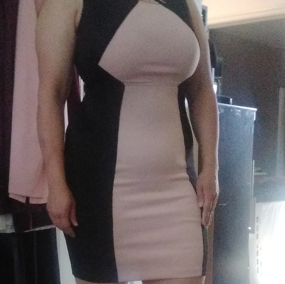 Short black and nude pink dress